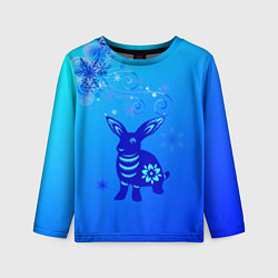 Лонгслив детский Синий кролик и снежинки, цвет: 3D-принт