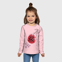 Лонгслив детский Цветущая вишня с иероглифом cакура, цвет: 3D-принт — фото 2