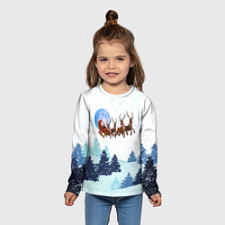 Лонгслив детский Санта на оленях, цвет: 3D-принт — фото 2