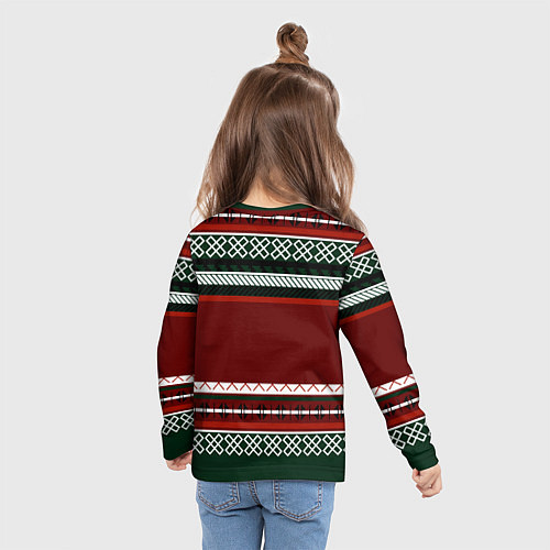 Детский лонгслив FIRM как красный свитер из 90х / 3D-принт – фото 6
