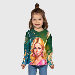Лонгслив детский Нейросеть - Барби Марго Робби аниме, цвет: 3D-принт — фото 2