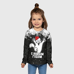 Лонгслив детский С Новым годом - кот Саймона и снежинки, цвет: 3D-принт — фото 2
