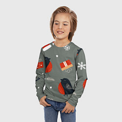 Лонгслив детский Новогодние снегири, цвет: 3D-принт — фото 2