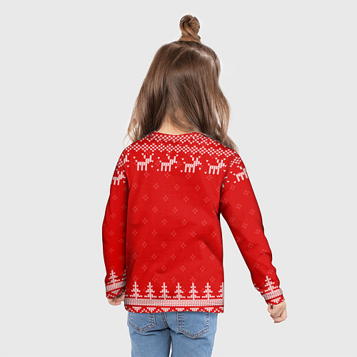 Детский лонгслив Новогодний дизайнер: свитер с оленями / 3D-принт – фото 6
