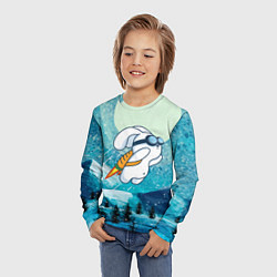 Лонгслив детский Заяц на реактивной морковке, цвет: 3D-принт — фото 2