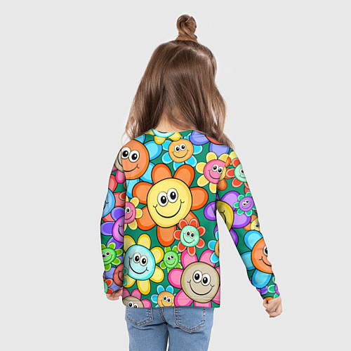 Детский лонгслив Ромашки - смайлы / 3D-принт – фото 6