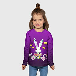 Лонгслив детский Кролик с одуванчиками, цвет: 3D-принт — фото 2