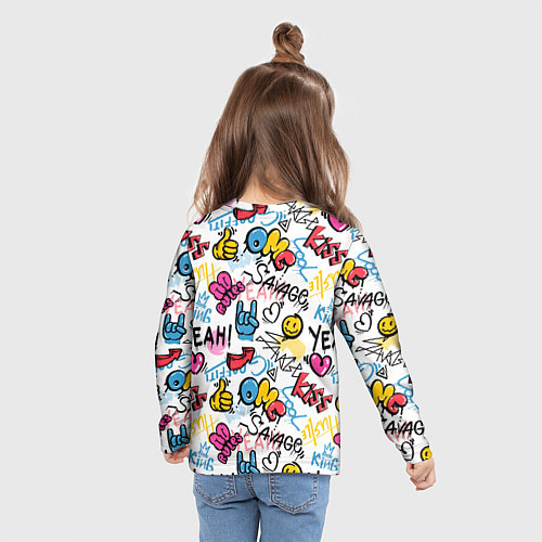 Детский лонгслив Прикольные надписи / 3D-принт – фото 6