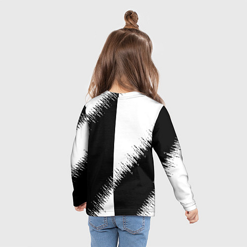 Детский лонгслив Белая и чёрная полоса / 3D-принт – фото 6