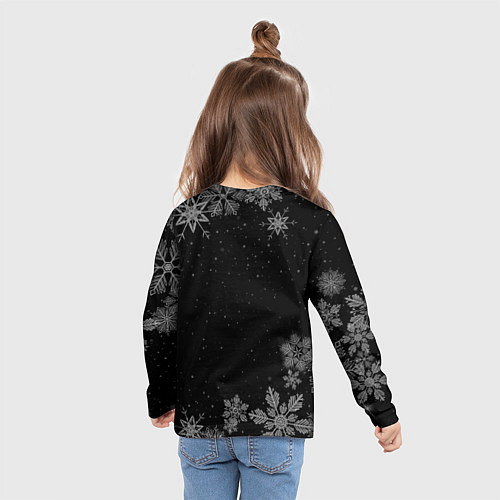 Детский лонгслив Новогодний Альберт на темном фоне / 3D-принт – фото 6