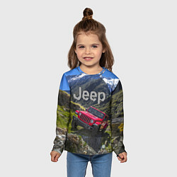 Лонгслив детский Chrysler Jeep Wrangler Rubicon - горы, цвет: 3D-принт — фото 2