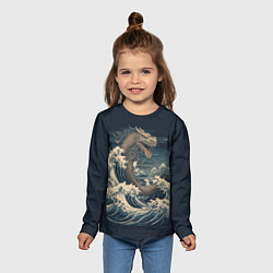 Лонгслив детский Морской дракон в японском стиле, цвет: 3D-принт — фото 2