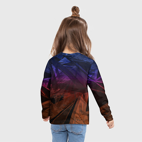 Детский лонгслив Абстрактный черный узор на сиреневом, коричневом ф / 3D-принт – фото 6