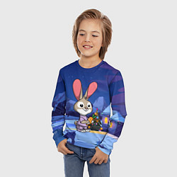 Лонгслив детский Заяц и морковь, цвет: 3D-принт — фото 2