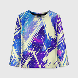 Лонгслив детский Синие и фиолетовые мазки краски, цвет: 3D-принт
