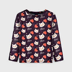 Лонгслив детский Паттерн котика на темном фоне, цвет: 3D-принт