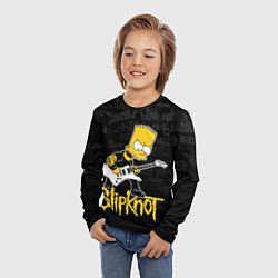 Лонгслив детский Slipknot Барт Симпсон рокер логотипы, цвет: 3D-принт — фото 2