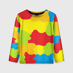 Детский лонгслив Кляксы разноцветные - детский камуфляж