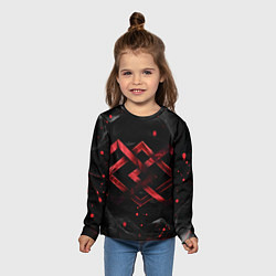 Лонгслив детский Красные ромбы и брызги, цвет: 3D-принт — фото 2