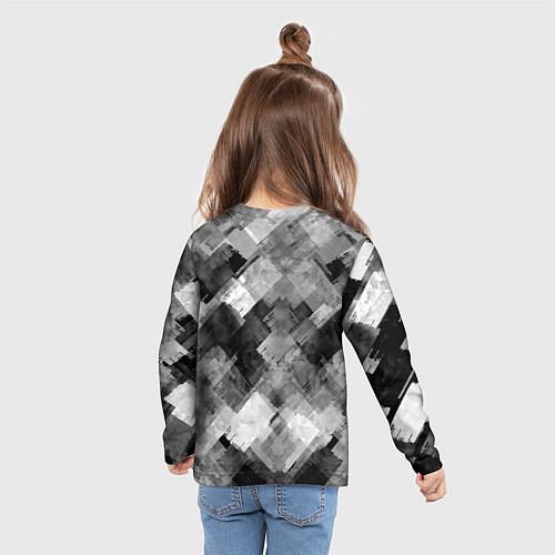 Детский лонгслив Полоски белые и чёрные / 3D-принт – фото 6