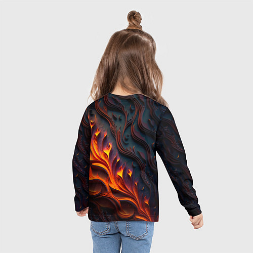 Детский лонгслив Огненный орнамент с языками пламени / 3D-принт – фото 6