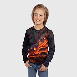 Лонгслив детский Огненный орнамент с языками пламени, цвет: 3D-принт — фото 2