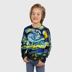 Лонгслив детский Винсент ван Гог, звездная ночь, цвет: 3D-принт — фото 2