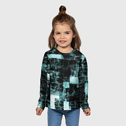 Лонгслив детский Абстракт голубой на чёрном, цвет: 3D-принт — фото 2