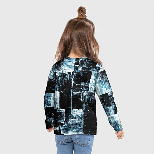 Детский лонгслив Голубой, чёрный и белый абстракт / 3D-принт – фото 6