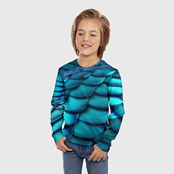 Лонгслив детский Чешуя бирюзовая металлик, цвет: 3D-принт — фото 2