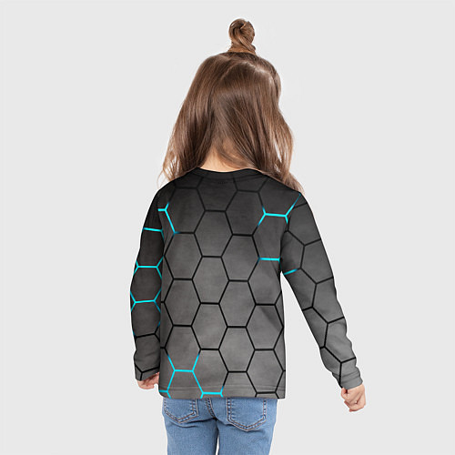 Детский лонгслив Броня текстура неоновая / 3D-принт – фото 6