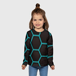Лонгслив детский Стальная броня соты, цвет: 3D-принт — фото 2