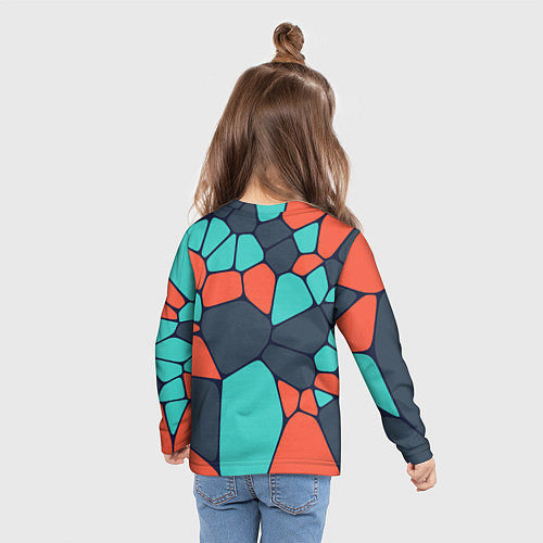 Детский лонгслив Абстрактный паттерн из светло-синих, чёрный и оран / 3D-принт – фото 6