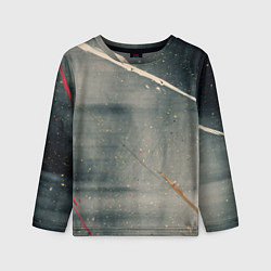 Лонгслив детский Серый туман и красные, оранжевые, белые мазки крас, цвет: 3D-принт