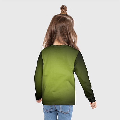 Детский лонгслив Оливковый фон и черная виньетка, градиент / 3D-принт – фото 6