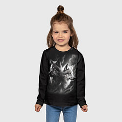 Лонгслив детский Волки - белый и черный, цвет: 3D-принт — фото 2