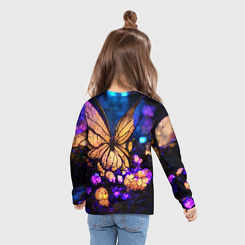 Детский лонгслив Цветок бабочка midjouney / 3D-принт – фото 6