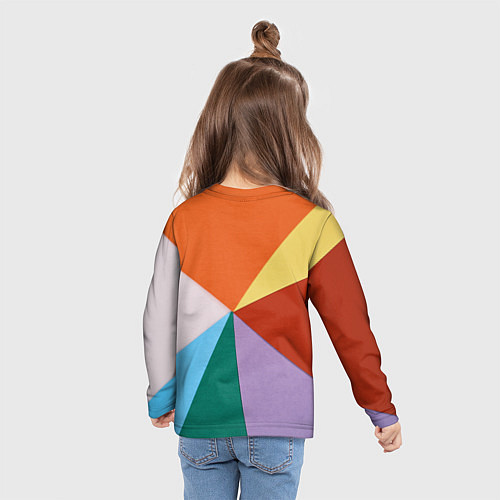 Детский лонгслив Разноцветные пересекающиеся треугольники / 3D-принт – фото 6