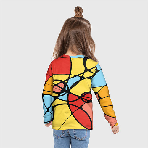 Детский лонгслив Яркий абстрактный узор из цветных овалов и плавных / 3D-принт – фото 6