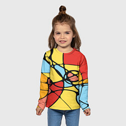 Лонгслив детский Яркий абстрактный узор из цветных овалов и плавных, цвет: 3D-принт — фото 2
