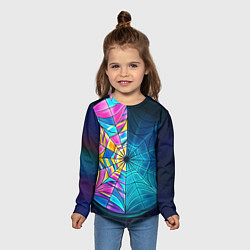 Лонгслив детский Уэнсдей - окно ночной витраж - текстура зерна, цвет: 3D-принт — фото 2