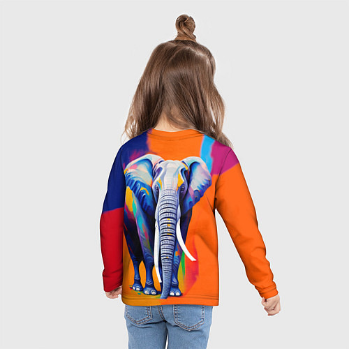Детский лонгслив Слон красочный / 3D-принт – фото 6