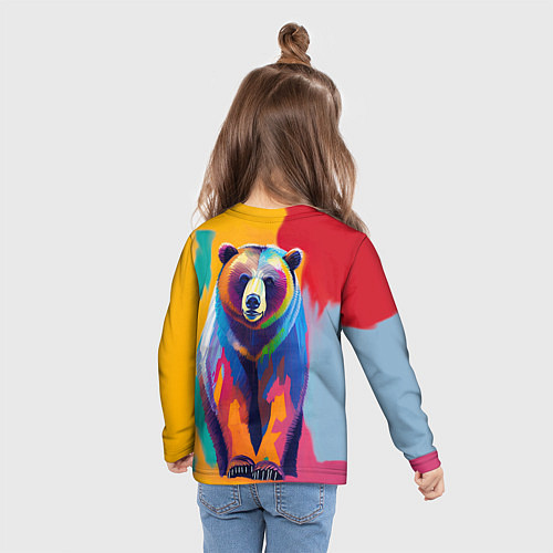 Детский лонгслив Медведь красочный / 3D-принт – фото 6
