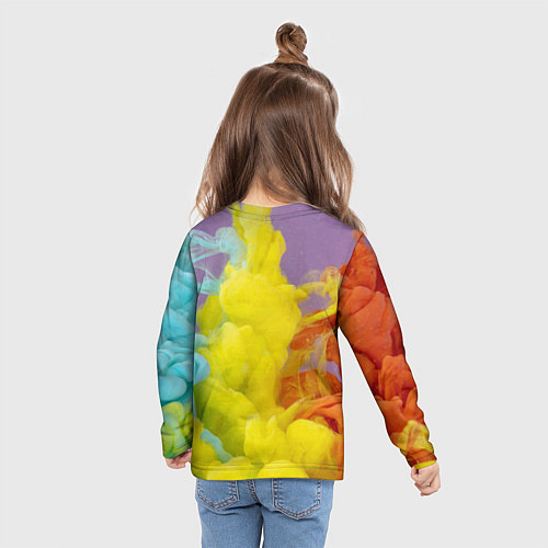 Детский лонгслив Абстрактные разноцветные объёмные дымы / 3D-принт – фото 6