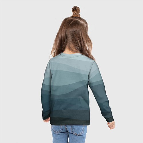 Детский лонгслив Бирюзовые волны / 3D-принт – фото 6