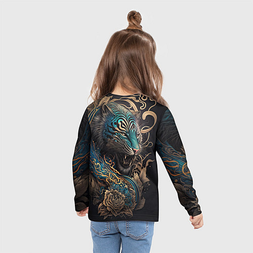 Детский лонгслив Тигр Irezumi / 3D-принт – фото 6