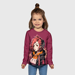 Лонгслив детский Девушка-аниме с рыжими волосами, цвет: 3D-принт — фото 2