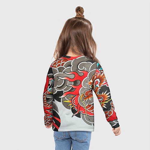Детский лонгслив Иредзуми: дракон в дыму / 3D-принт – фото 6