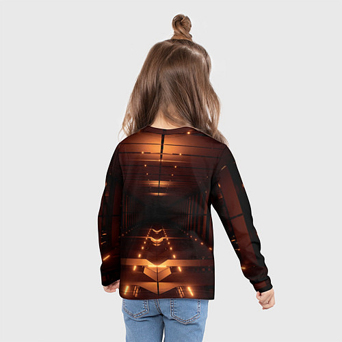 Детский лонгслив Оранжевые фонари в полной темноте / 3D-принт – фото 6