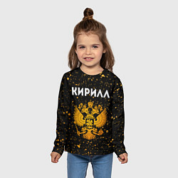 Лонгслив детский Кирилл и зологой герб РФ, цвет: 3D-принт — фото 2